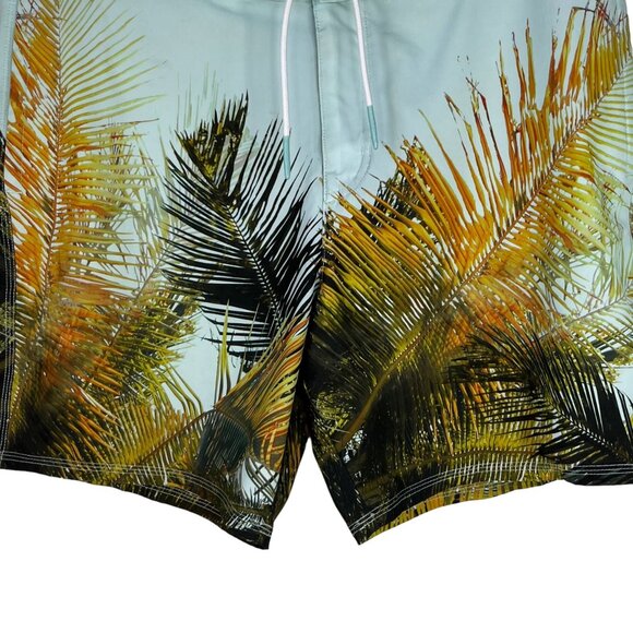 American Eagle Swim Board Shorts Mens Large Palm Tree Drawstring - Picture 4 of 13